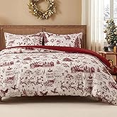 CAROMIO Christmas Duvet Cover Set King Size - Christmas Holiday Printed Duvet Cover Set, Soft and Breathable Xmas Decorations Bedding Set (King, 104"x90")
