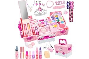 MRABBITOO Kids Makeup Kit for Girl - 57PCS Girl Toys Make Up Kids Toys,Non Toxic Washable Little Girls Toddler Play Toy,Real Princess Cosmetic Toys for Children Age 4 5 6 7 8 10 12,Teen Christmas Birthday Gifts