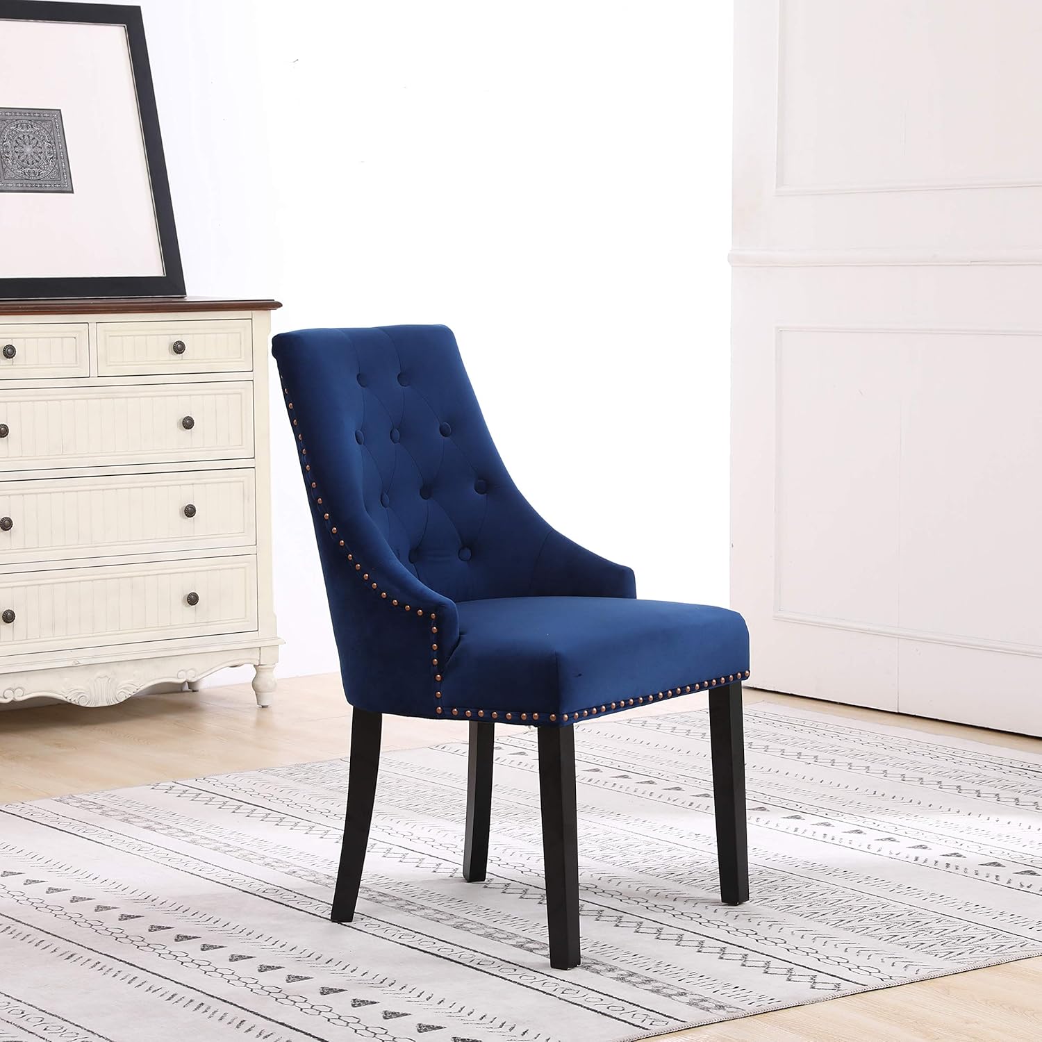 Super Saturday Neo reg 2x High Back Studded Velvet Dining Chair Button