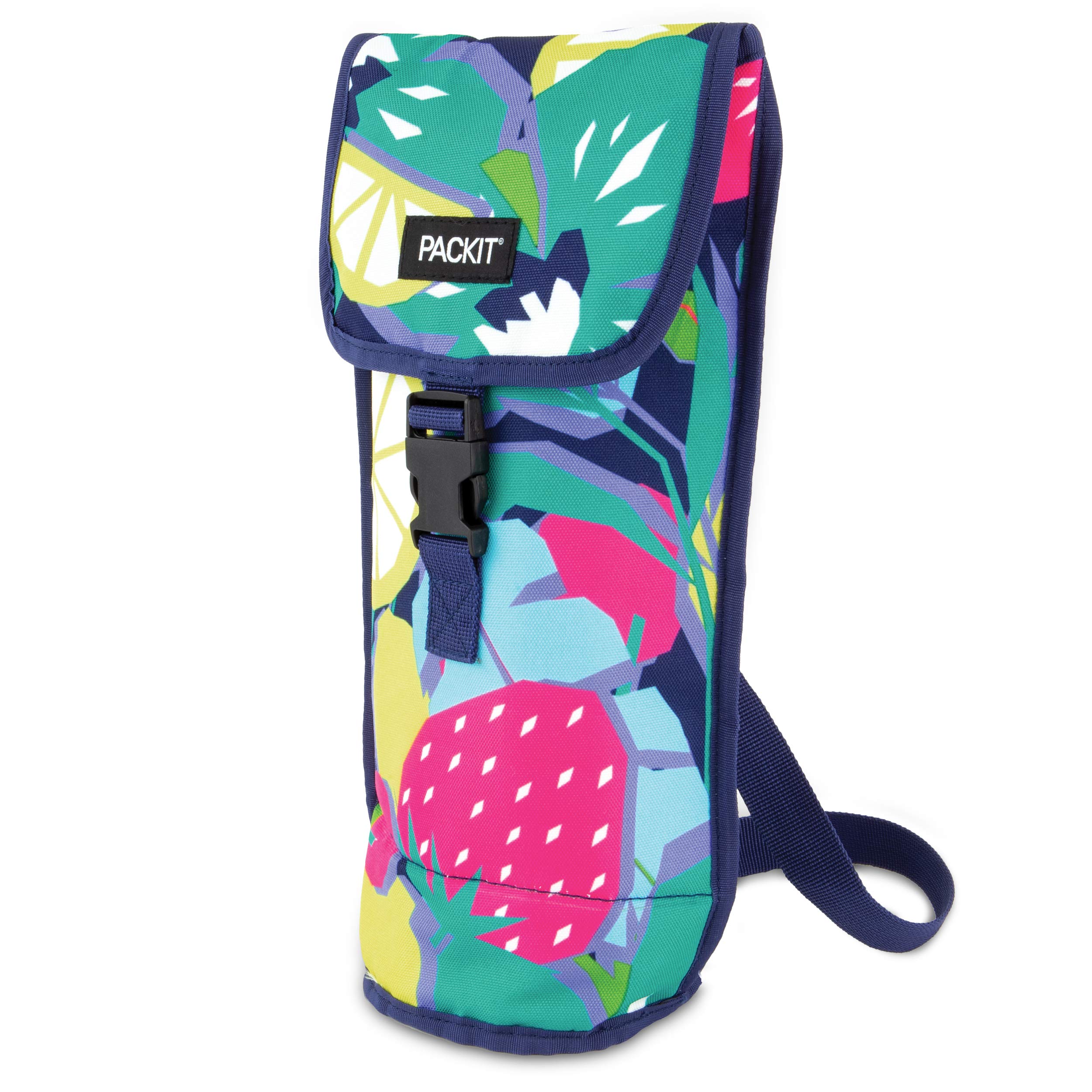 PackIt Freezable Wine Bag, Fruitopia, Built with EcoFreeze Technology, Foldable, Reusable, Shoulder Strap with Buckle Closure, Perfect for Adults and Drinks On-the-Go