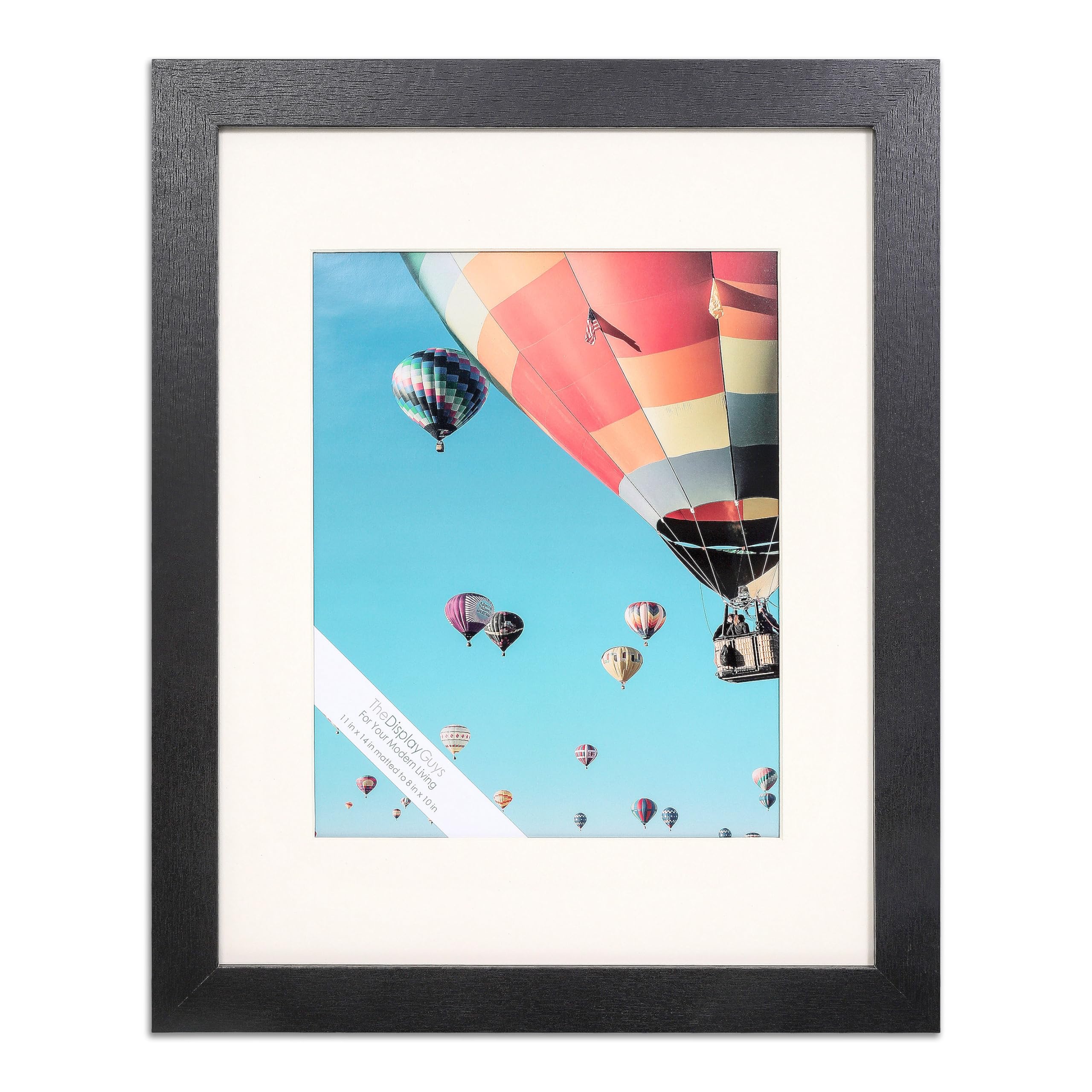 TheDisplayGuys For Your Modern Living The Display Guys ~ 11x14 inches Black Wooden Photo Frame, Tempered Glass, Luxury Made Affordable 1pc White Mat Board 8”x10” Picture