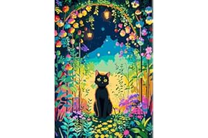 KICHANG Diamond Painting Kits,5D DIY Diamond Painting Kits for Adults,Diamond Art Kits for Adults,Round Full Drill Diamond Dots Art with Accessories for Home Decor Gift-11.8x15.7in-Cat in The Flowers