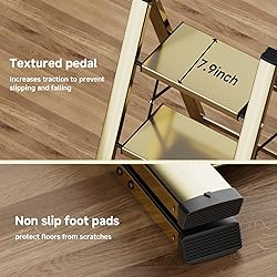 SOLADDER 3 Step Ladder, Anti-Slip and Lightweight