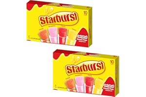 The Jel Sert Company Starburst Fruit Flavored Popsicles Variety Pack - Pack of 2-10 Count Boxes - 20 Total Treats - Orange, Strawberry, Cherry, and Lemon - 1 OZ Pops - Fun Anywhere and Anytime