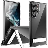 CEDO Kickstand Phone Case for Samsung S24 Ultra, Shockproof Clear Cover | 3-Way Adjustable Metal Stand, Military-Grade Shockp