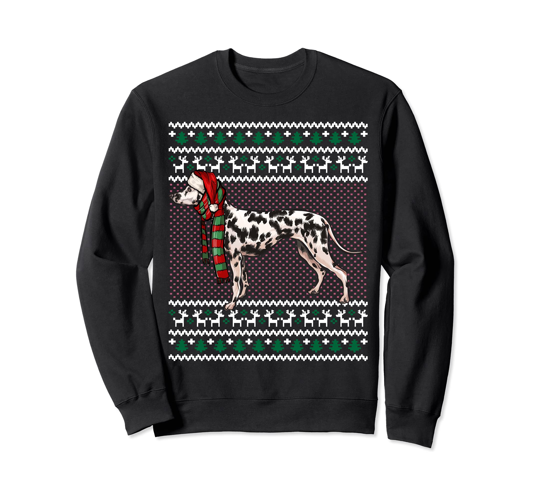 Xmas Dalmatian Dog Santa Hat Ugly Christmas Sweatshirt