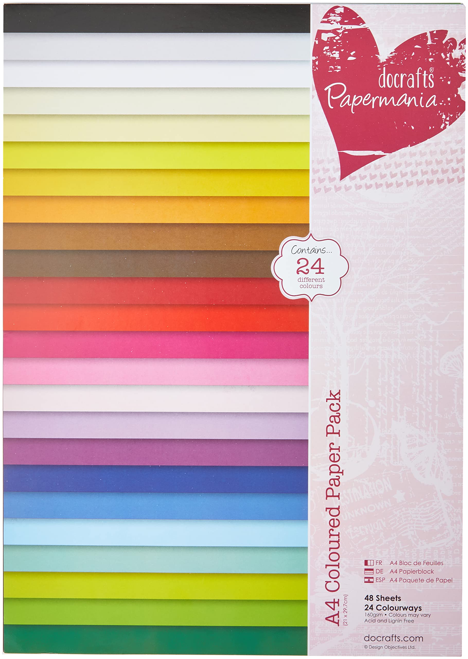 Papermania A4 Coloured Paper, Pack of 48, Multi-Colour