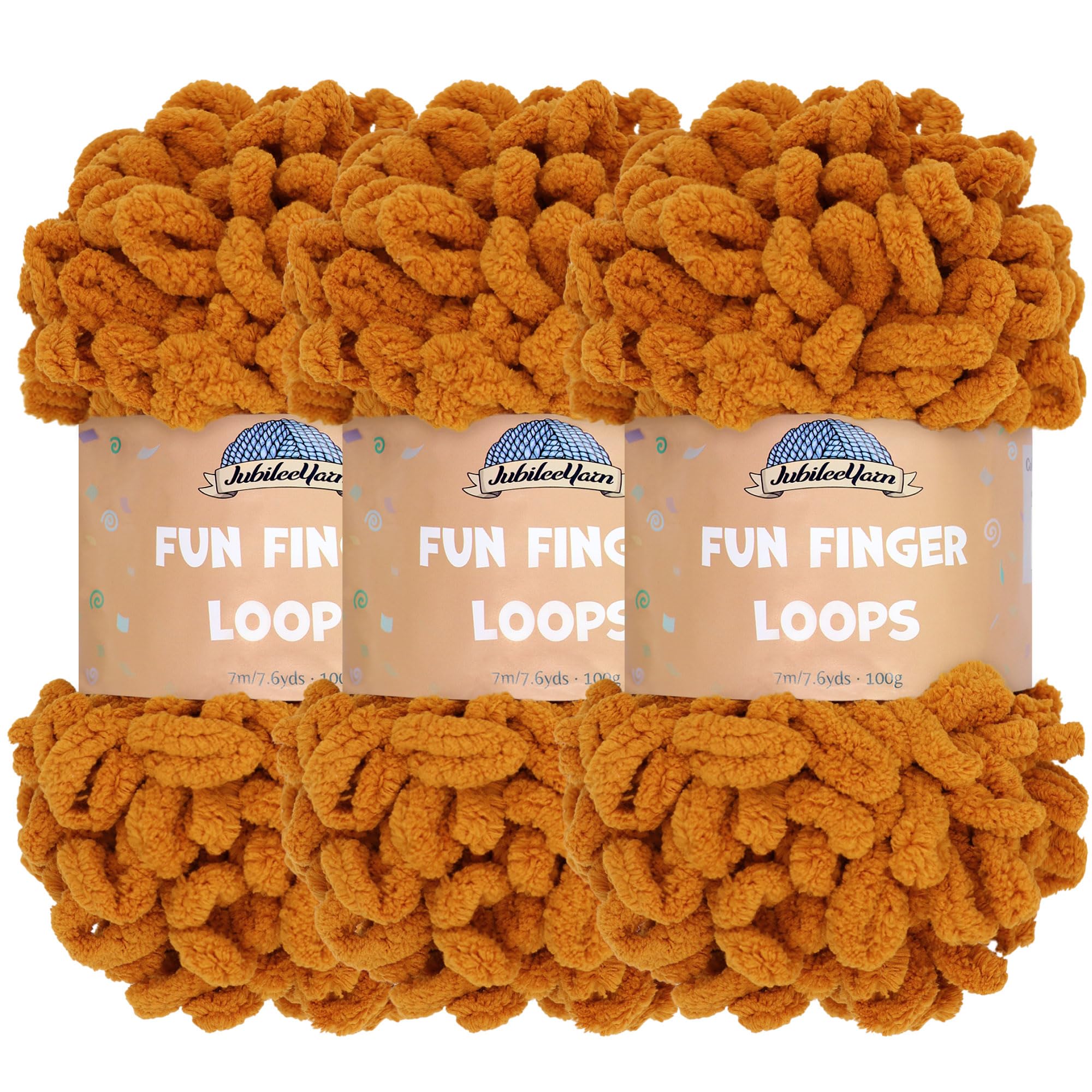 JubileeYarn Fun Finger Loops Yarn - Polyester Jumbo Weight Loop Yarn - 100g/Skein - Chocolatier - 3 Skeins