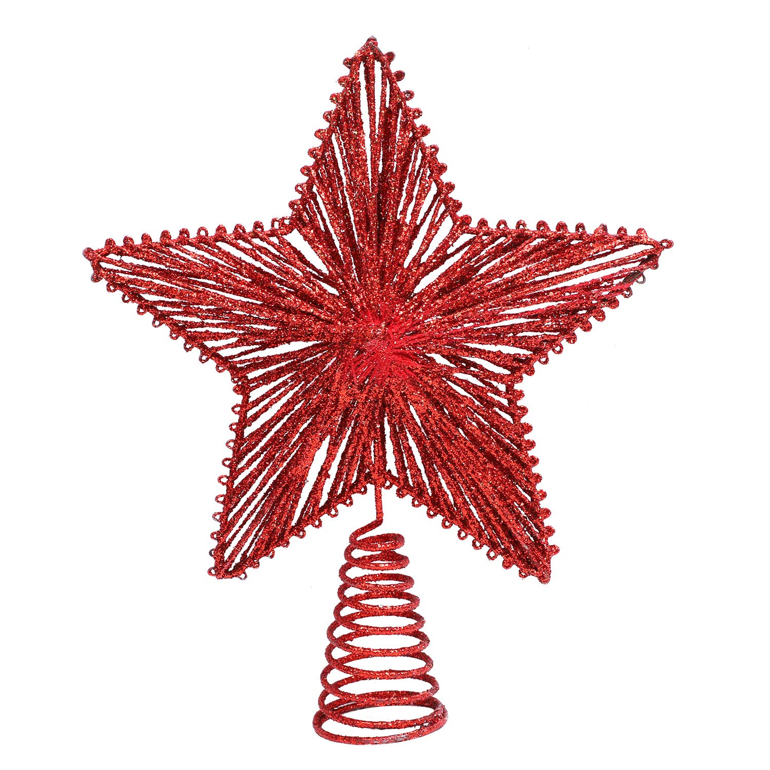 ANECO Glittered Christmas Star Treetop Hallow Wire Star Christmas Topper Xmas Tree Decoration Star for Christmas Tree Ornament