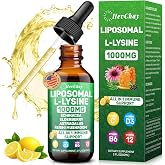 Liposomal L-Lysine Liquid Drops 1000mg with Vitamin C &amp; Zinc, 2 Fl Oz | Essential Amino Acid Lysine with Echinacea, Elderberry, Vitamin C, D3 &amp; Zinc for collagen, Lip, Skin &amp; immune, kids &amp; adults