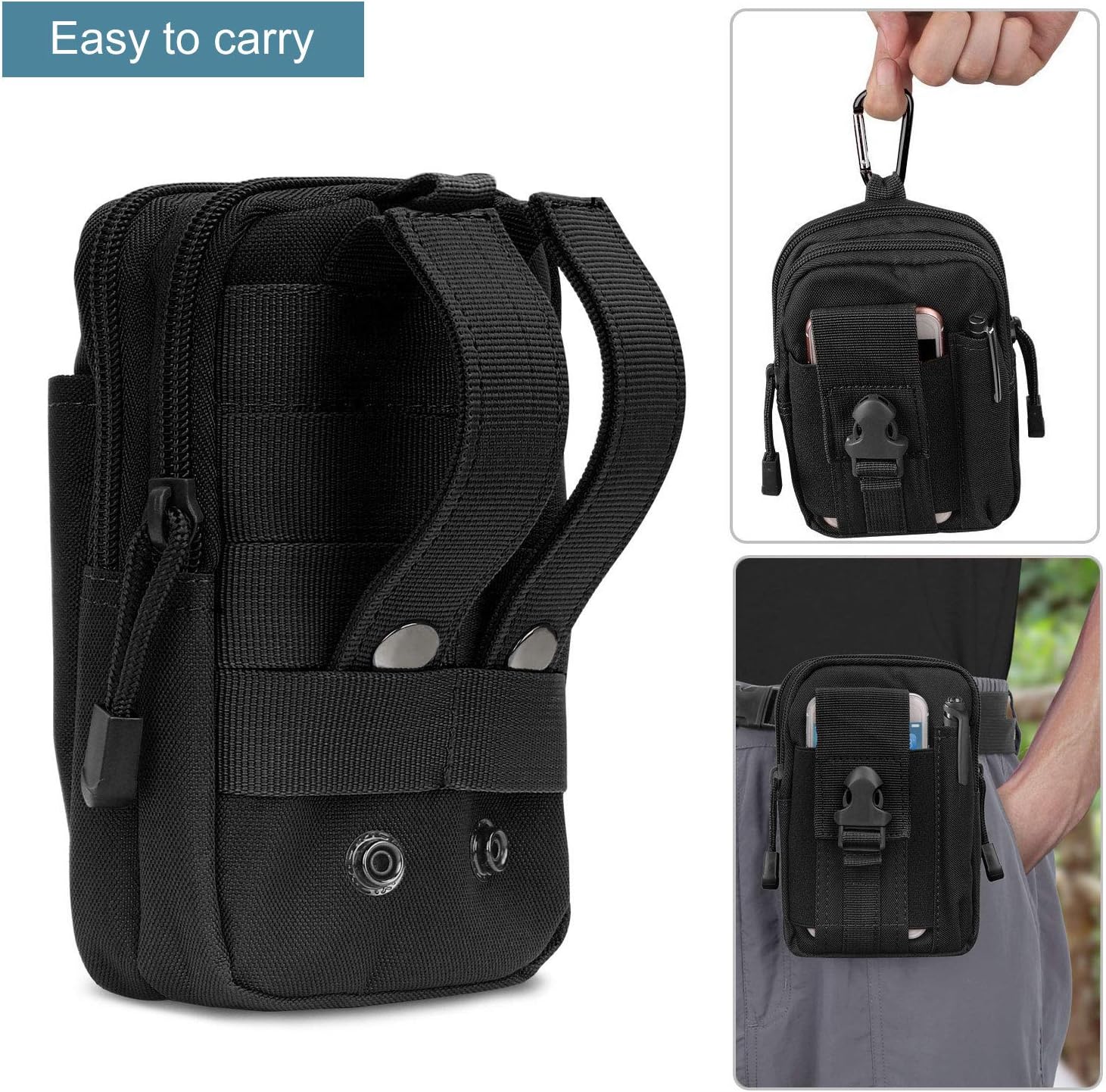 Lotisie Tactical Waist Bags Universal Outdoor Waist Pack Molle EDC Pouch Outdoor Hook Utility Gadget Waist Bag Pack with Cell Phone Holster for Sports Hiking - Image 5