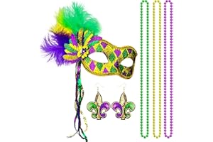 ASEKONC Mardi Gras Masquerade Mask Glitter Venetian Party Ball Prom Masks for Women Halloween Party Costumes Accessory