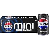 Pepsi Zero Sugar Mini Cans, 7.5 Oz (Pack of 10) | Zero Sugar, Zero Calories, Soda Pop