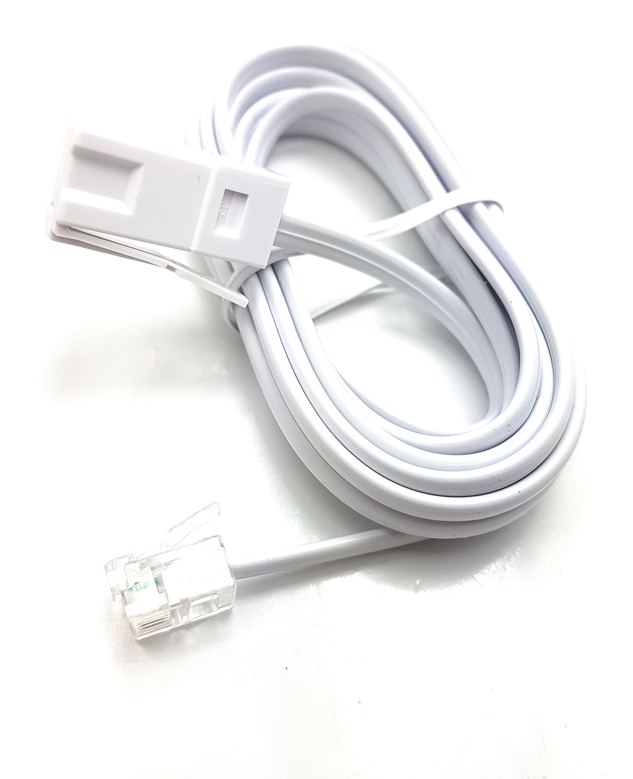 MainCore 2m long BT to Modem RJ11 Cable Lead for Modem, FAX, SKY, Telephone, Phone Plug, BT Socket 2 wire (Available in 2m, 3m, 5m, 10m) (2m)