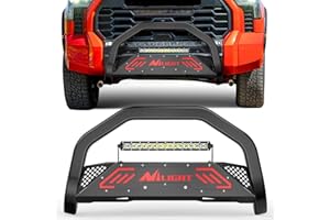 Nilight Bull Bar with Light fits Toyota Tundra 2007 2008 2009 2010 2011 2012 2013 2014 2015 2016 2017 2018 2019 2020 2021 Front Bumper Grille Brush Push Guard with Skid Plate Licence Hole Black