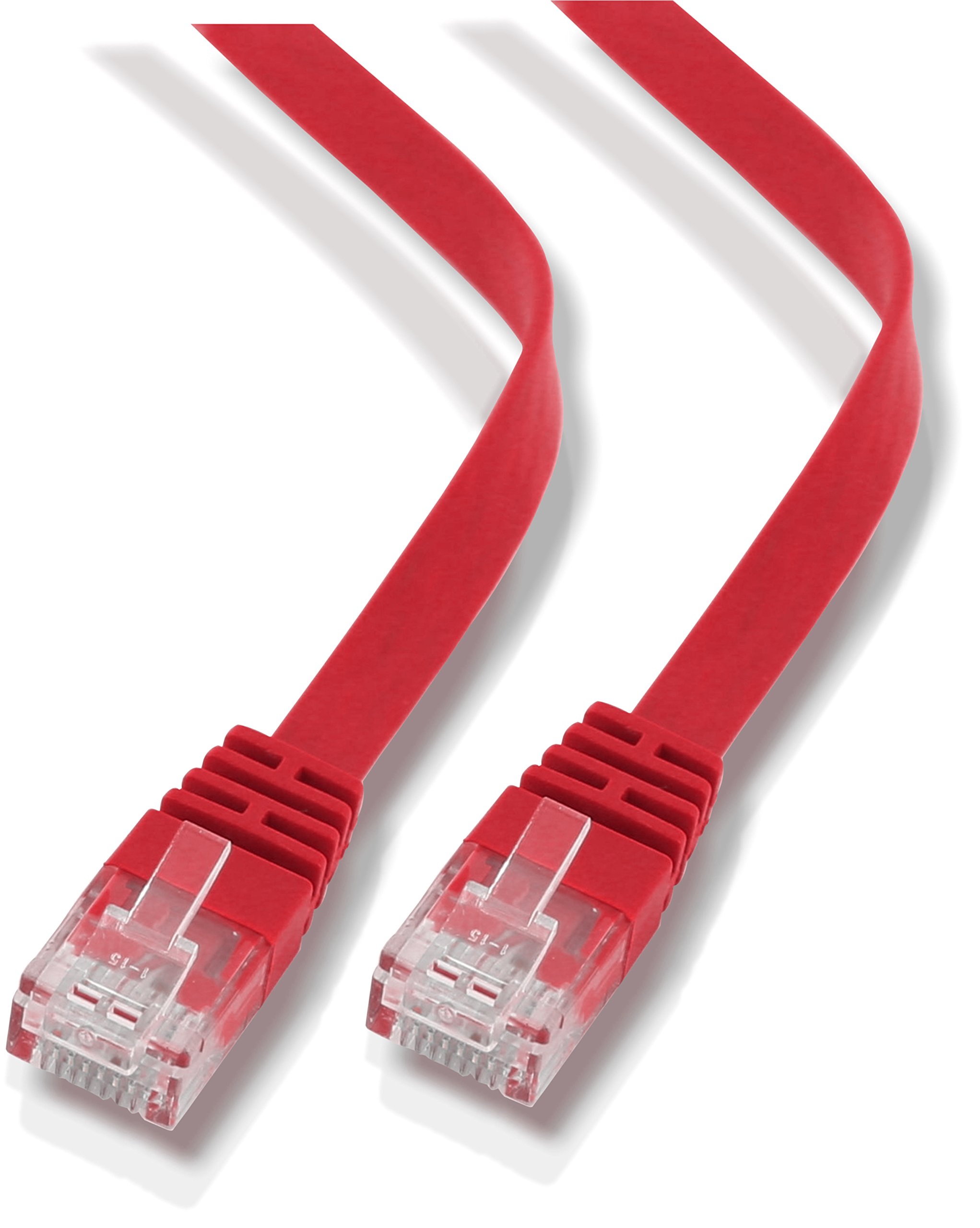 rhinocables Ethernet Flat CAT6 Cable LAN Patch Network Gigabit Thin Internet RJ45 Category 6 Broadband Router Lead Compatible with CAT5 CAT5e for Gaming, Office, Home, PC, Smart TV (2m, Red)