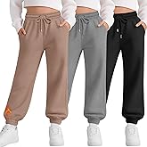 LessonZoo 3 Pack Girls Sweatpants Fleece Girls Active Performance Joggers Kids Athletic Pants Casual Sweatpants with Pockets