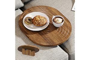 Asgolion Couch Tray Insert for Middle, 15.75"x12.6" Wood Sofa Tray, Folding Couch Armrest Table Fit Armless Couch/Sectional, for Drink Snacks Phone Remote Holder, Walnut