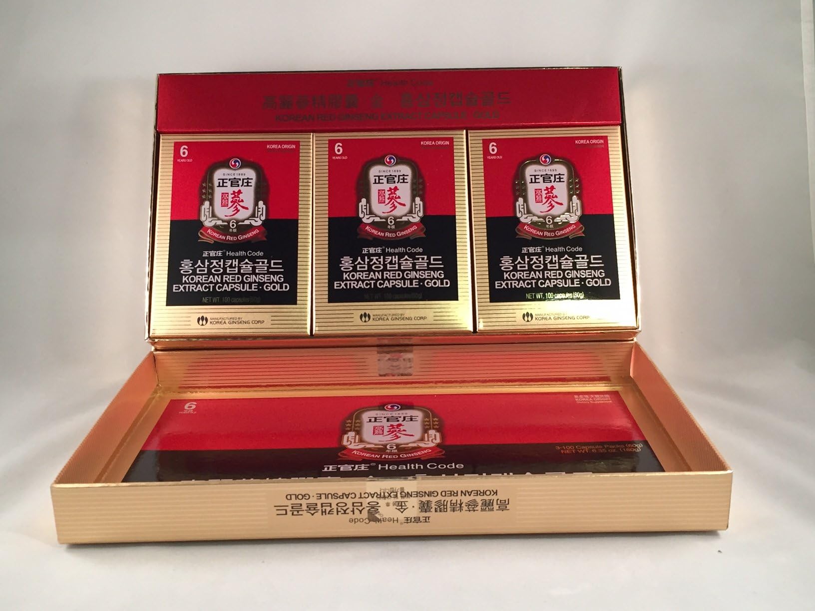 Korean Red Ginseng Extract Capsule - Gold -Energy - Health Supplement