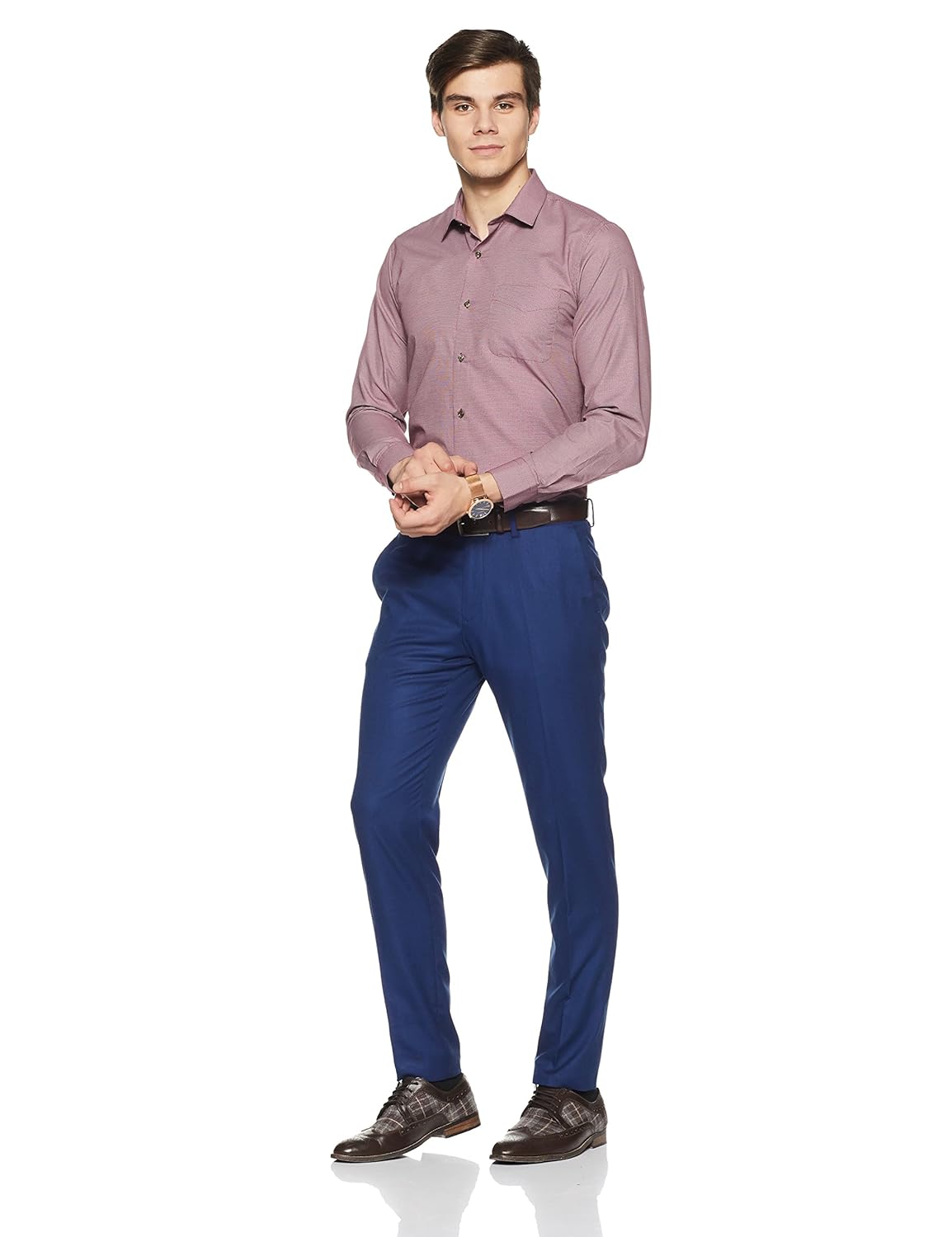 peter england men's plain slim fit formal shirt