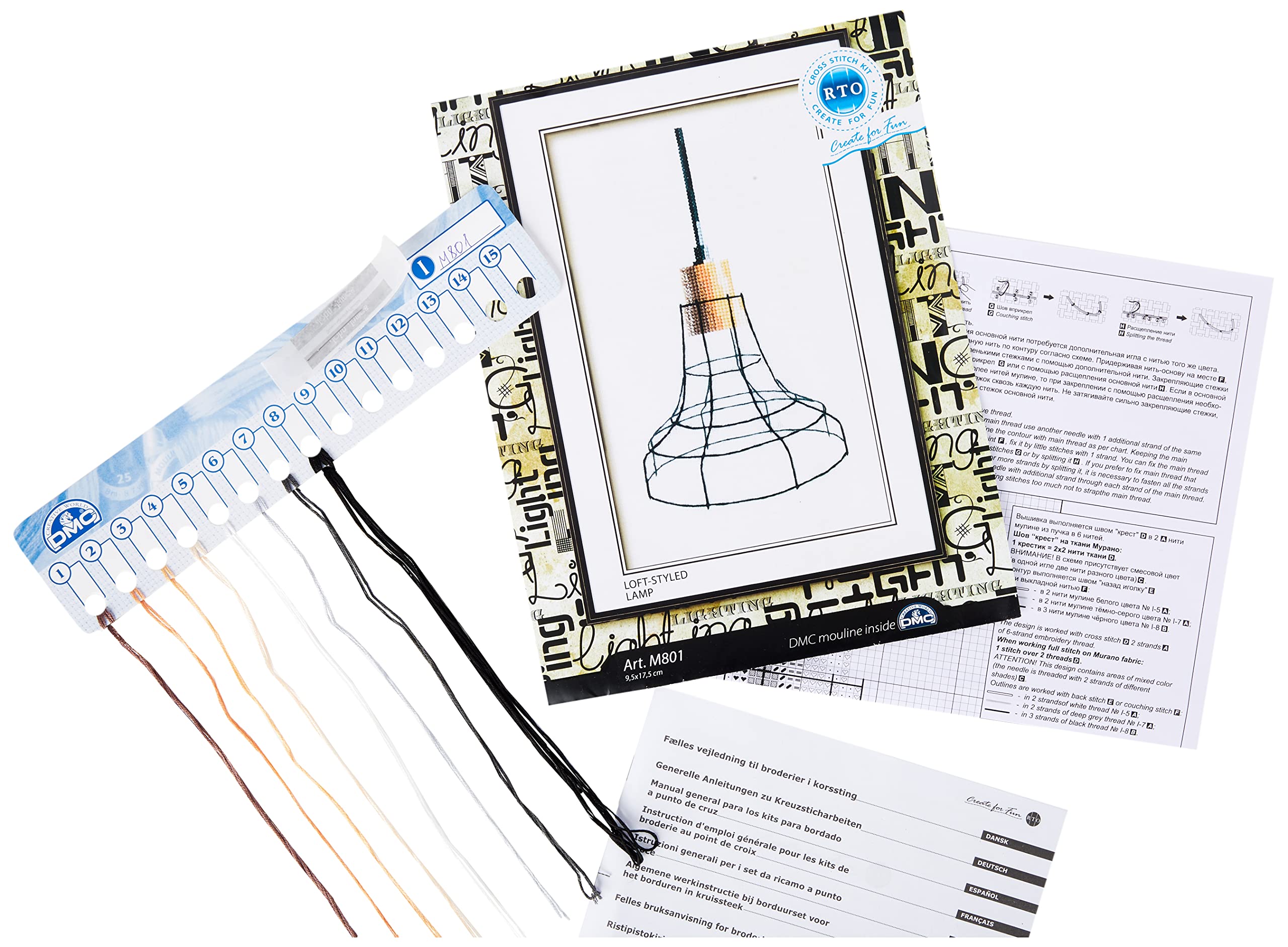 RTO M801 Loft Style Cross Stitch Kit, Cotton, Multi-Colour, 9.5 x 17.5 cm