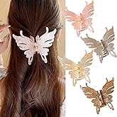4 Pcs Hollow Butterfly Hair Clips, Medium Hair Stylish Acetate Butterfly Hair Claw, Dreamy Winged Hair Clips Non-Slip Clamp Ponytail Holder Hair Accessories for Thin and Thick Hair Women(Four Colors)