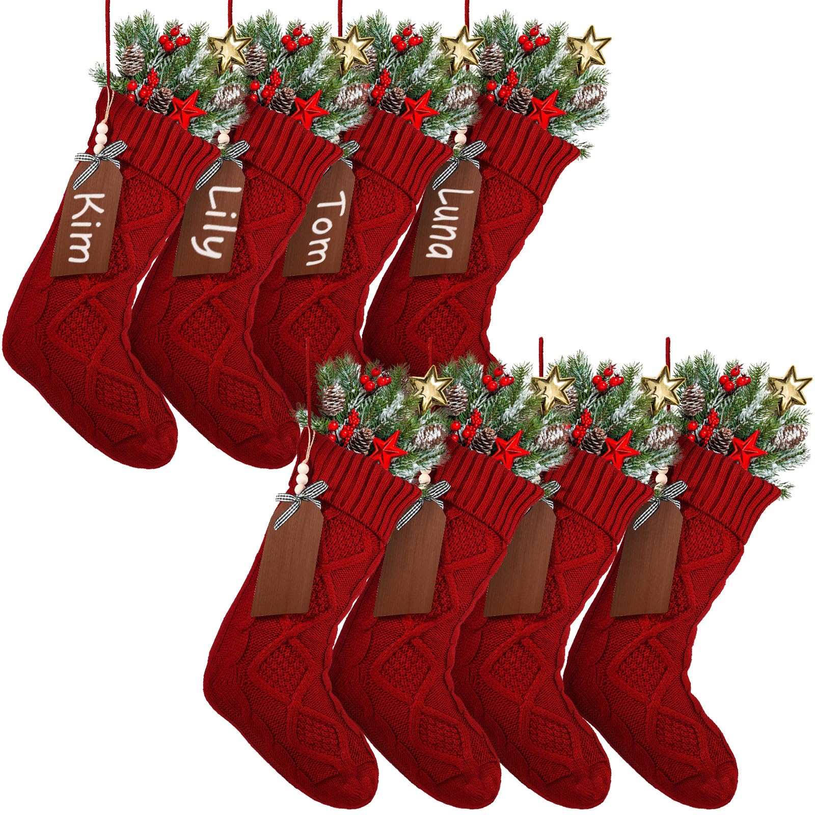 Photo 1 of *PARTIAL SET - Missing the tags*
Aoriher 8 Sets Large Christmas Stockings with DIY Name Tags, 18 Inch Knitted Stockings Xmas Stocking Decorations with Christmas Stocking Tags for Xmas Family Decor(Red)