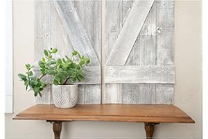 BARNWOODUSA LLC BARNWOODUSA Decorative Shutters Set of 2 Rustic Farmhouse Window Shutters with Traditional Barn Look Z Pattern Made from Reclaimed Wood Interior Country Style Decor White Wash