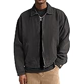 Comdecevis Mens Corduroy Jacket Lightweight Zip Up Goft Jackets for Men XL Dark Gray