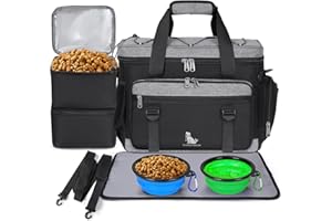 IGOLUMON Dog Travel Bag Weekend Pet Travel Bag Set for Supplies Large Dog Camping Kit Airline Approved Tote Organizer with Mu