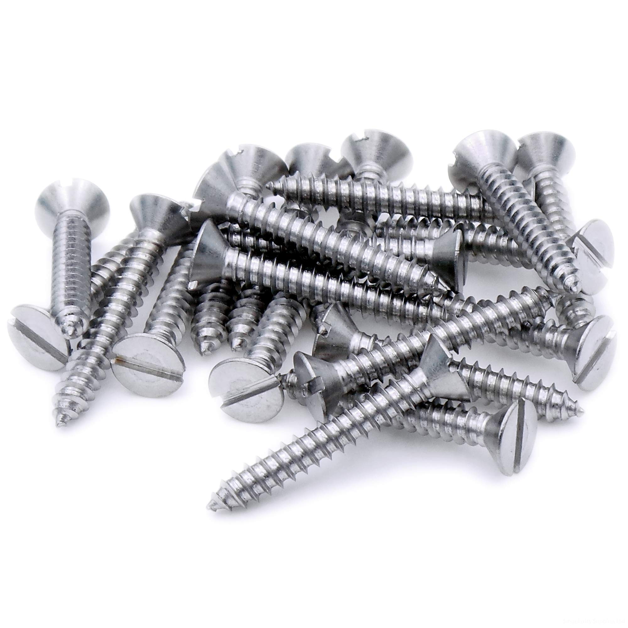 No.10 x 0.625 (4.8mm x 16mm) Slot Countersunk Self-Tapping Screw - Stainless Steel (A2) (Pack of 20)