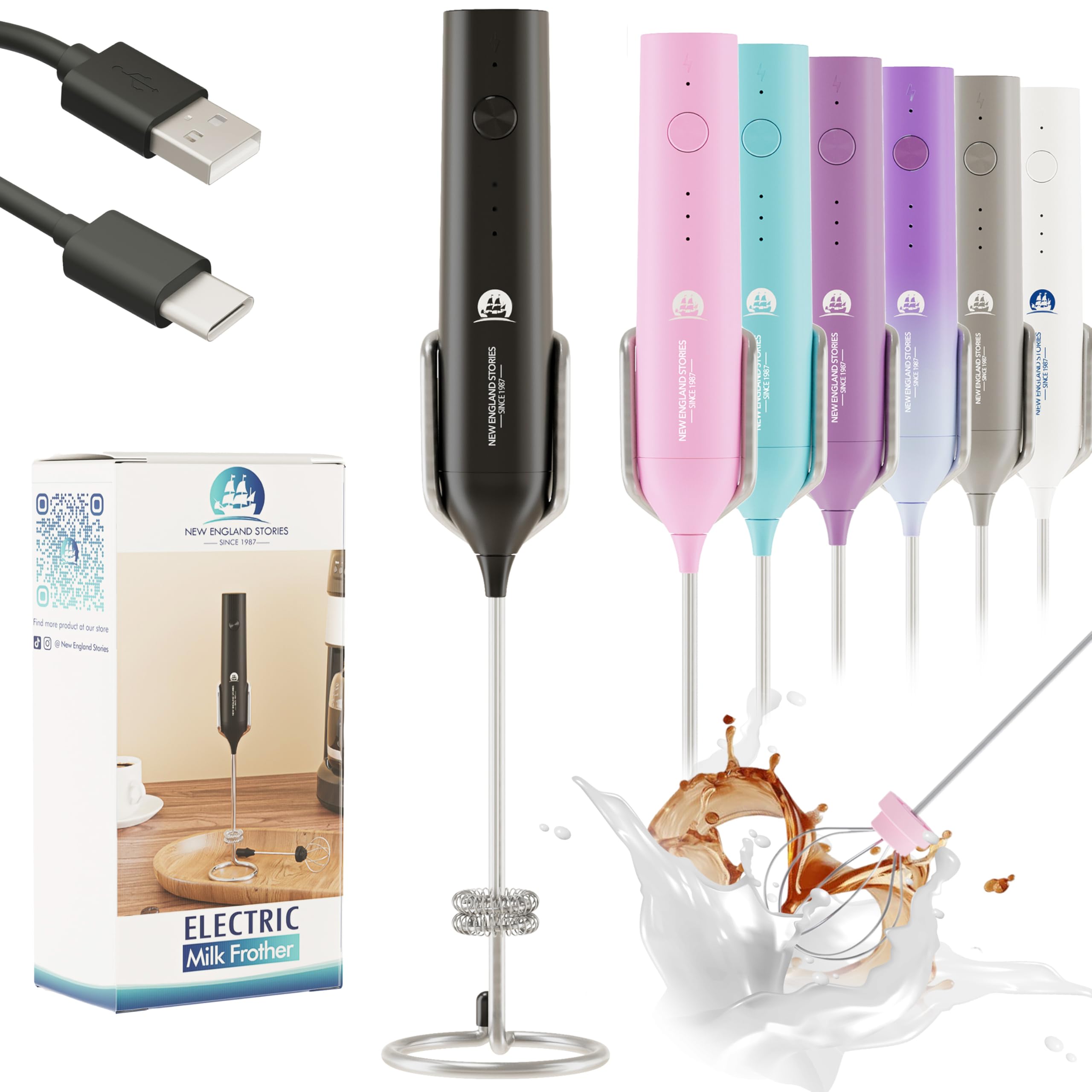 Photo 1 of Rechargeable Milk Frother, 3 Speed Frother Wand Handheld Foam Maker with 2-layer Stainless Steel Whisk for Making Cappuccinos, Lattes, Bulletproof Coffee, Keto Drinks, Protein Shakes, and Matcha