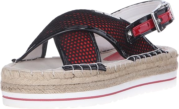 Amazon.com | Love Moschino Women's Mesh Platform Sandal, Black/Red, 36 EU/6 M US | Platforms 