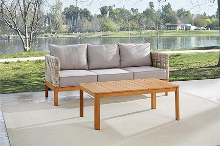 Amazon Com Cosco Outdoor Sofa And Coffee Table Set 2 Piece Tan