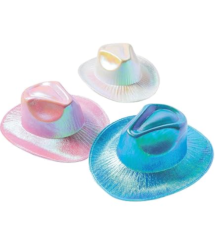 3569 7 Pcs Neon Sparkly Glitter Space Cowboy Hat, 1 Western Bride To Be 7 Pcs Neon Sparkly Glitter Space Cowboy Hat, 1 Western Bride  main image 4