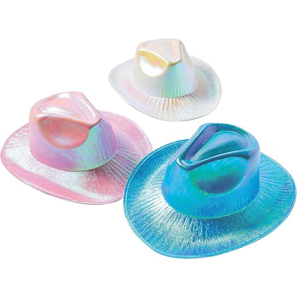 1813 Set Of 4 Holographic Space Cowgirl Hat, Metallic Cowboy Party Hat Zodaca Holographic Party Cowboy Hat, Metallic Space Cowboy  main image 4