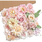 YiYunFloral Artificial Flowers, Light Pink Silk Fake Flowers for DIY Wedding Bridal Bouquets, Wedding Cake Flowers for Table Centerpieces Baby Shower Birthday Party Home Decorations