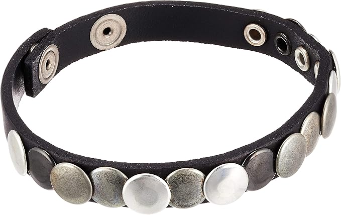 Amazon Co Jp ディーゼル Diesel メンズ メタルスタッズ レザーブレスレット Xpr412 Uni ブラック T8013 服 ファッション小物