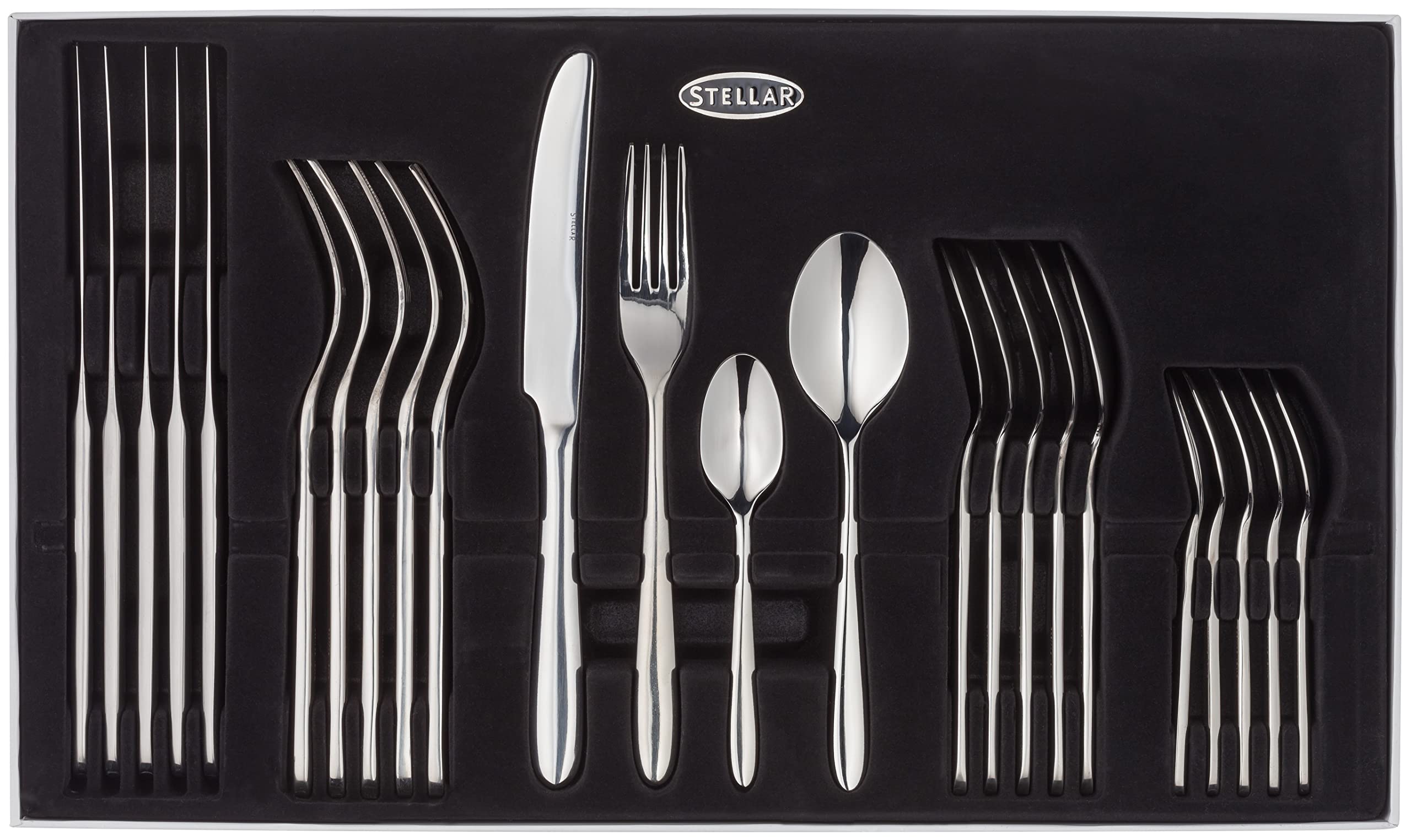 Stellar Winchester 24-Piece Quality Stainless Steel Cutlery Set for 6 People in Gift Box, Dishwasher Safe