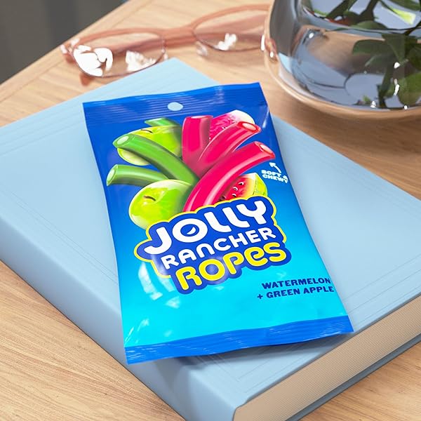 JOLLY RANCHER ROPES WATERMELON AND GREEN APPLE FLAVORED CANDY BAG, 6 OZ