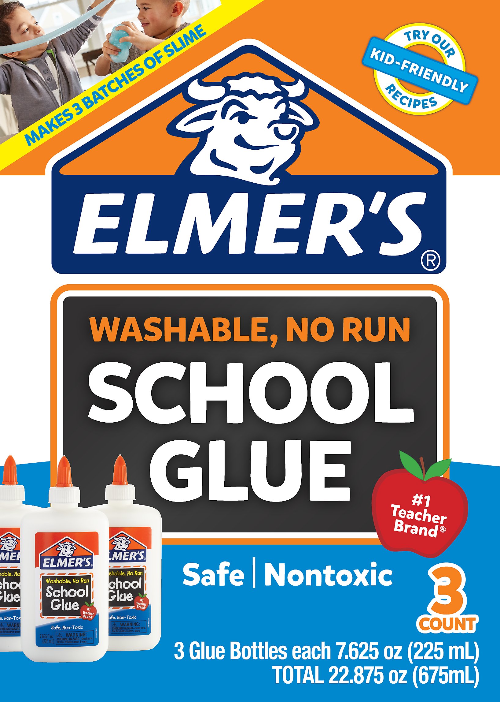 Elmer's Liquid School Glue, White, Washable, 7.625 Ounces, 3 Count Slime Kit