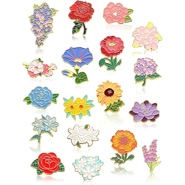 Amazon.com: Landical 20 Pcs Enamel Pins Bulk Plant Flower  display picture 2