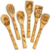 Harry Gifts for All Potter Fans Wooden Spoons for Cooking - 6-Piece Wooden Utensil Set with Spatulas &amp; Spoons, Heat-Resistant, Eco-Friendly Kitchen Utensils for Non-Stick Cookware