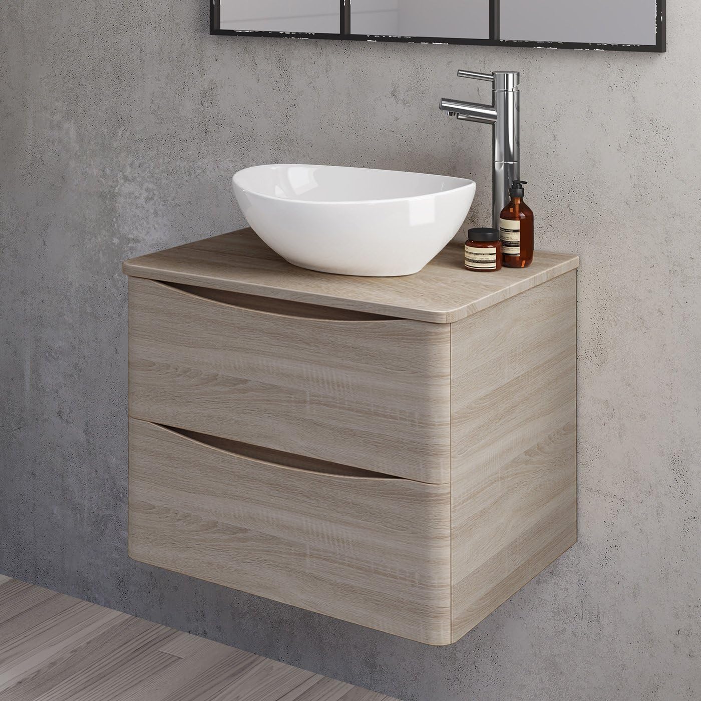 600 mm Wall Hung Countertop Basin Unit Bathroom Furniture iBathUK