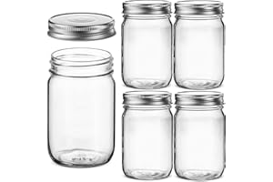 Paksh Novelty - Food Storage Container - Glass Jars with Silver Metal Airtight Lids for Meal Prep, (10 Pack) (12 Ounce)