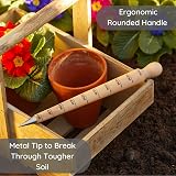 Muldale Garden Dibber Tool Beechwood Steel Seed Planter 20cm Planting Bulb Hole view 7