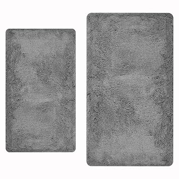 Wohndirect Set De Tapis De Bains 2 Pièces Tapis De Bain Gris