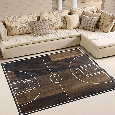 Alaza Basketball Court On Vintage Wooden Area Rug Rugs For Living Room Bedroom 5 3 X 4