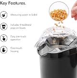 VonShef Popcorn Maker 1200W Air Popper One Touch Operation Black view 2