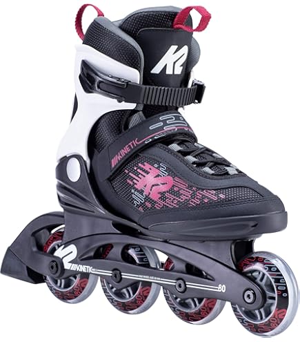 K2 Raider Youth Inline Skates – Adjustable Sizes, Gray/Red, 70mm Wheels, ABEC 3 Bearings – For Kids Learning To Skate